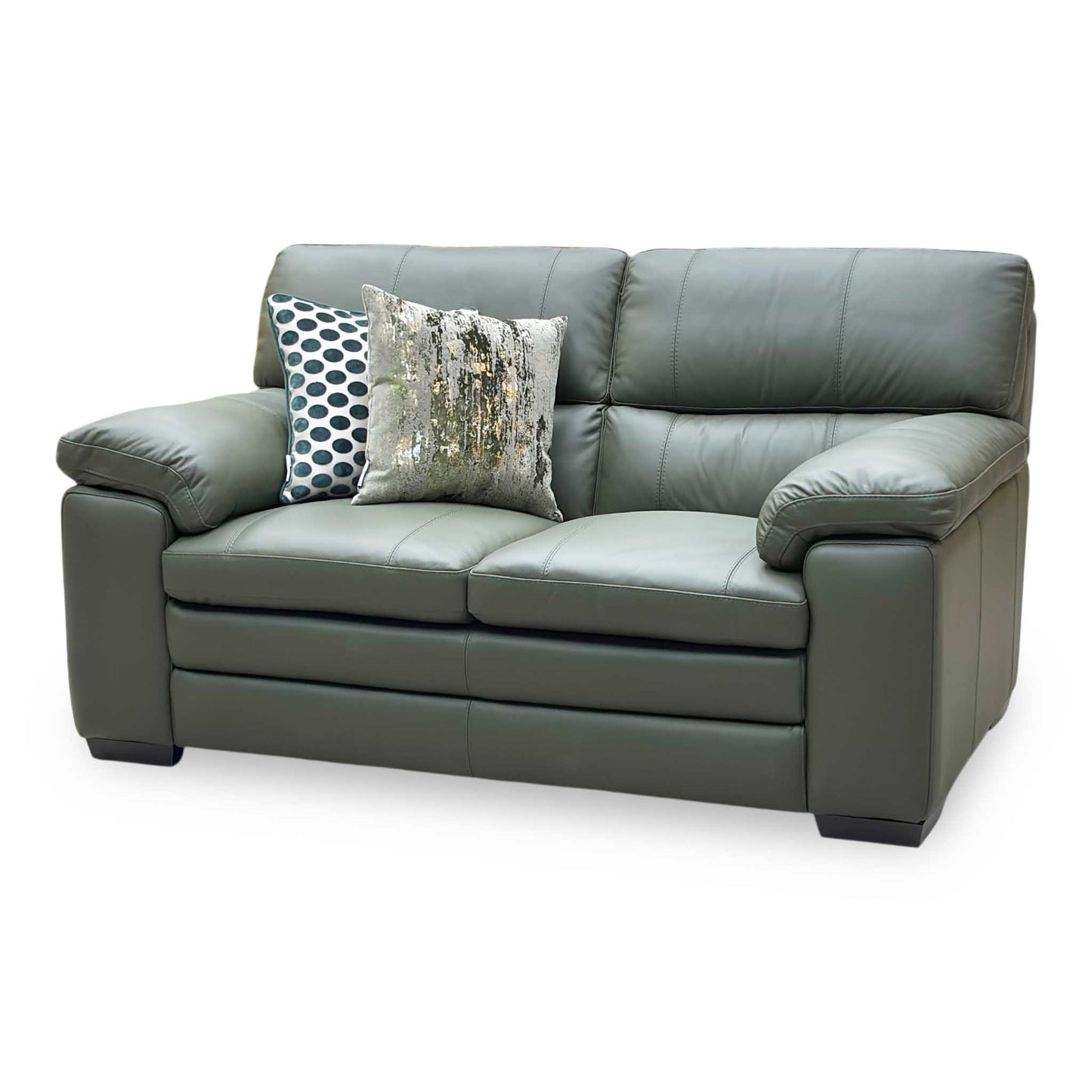 World of Leather ‘Cozee’ Nw-548e Olive Green Pure Premium Leather 2 Seater Sofa – view 5