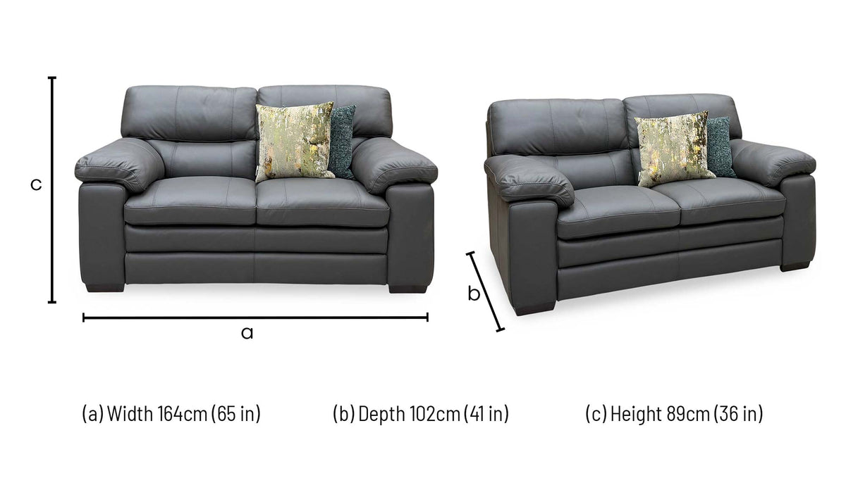 World of Leather ‘Cozee’ Nw-517e Shale Grey Pure Premium Leather 2 Seater Sofa – view 6