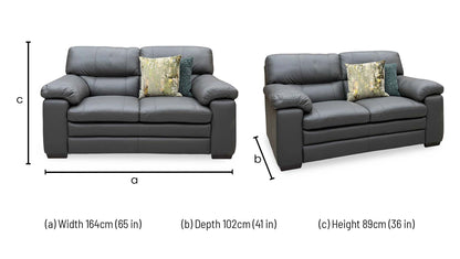 World of Leather ‘Cozee’ Nw-517e Shale Grey Pure Premium Leather 2 Seater Sofa – view 6