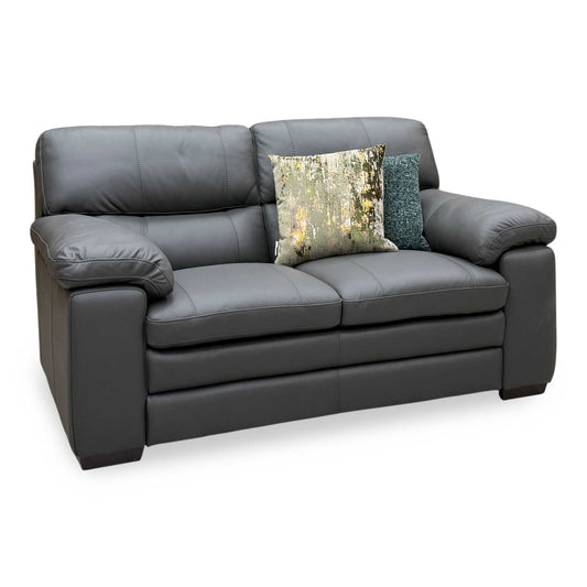 World of Leather ‘Cozee’ Nw-517e Shale Grey Pure Premium Leather 2 Seater Sofa