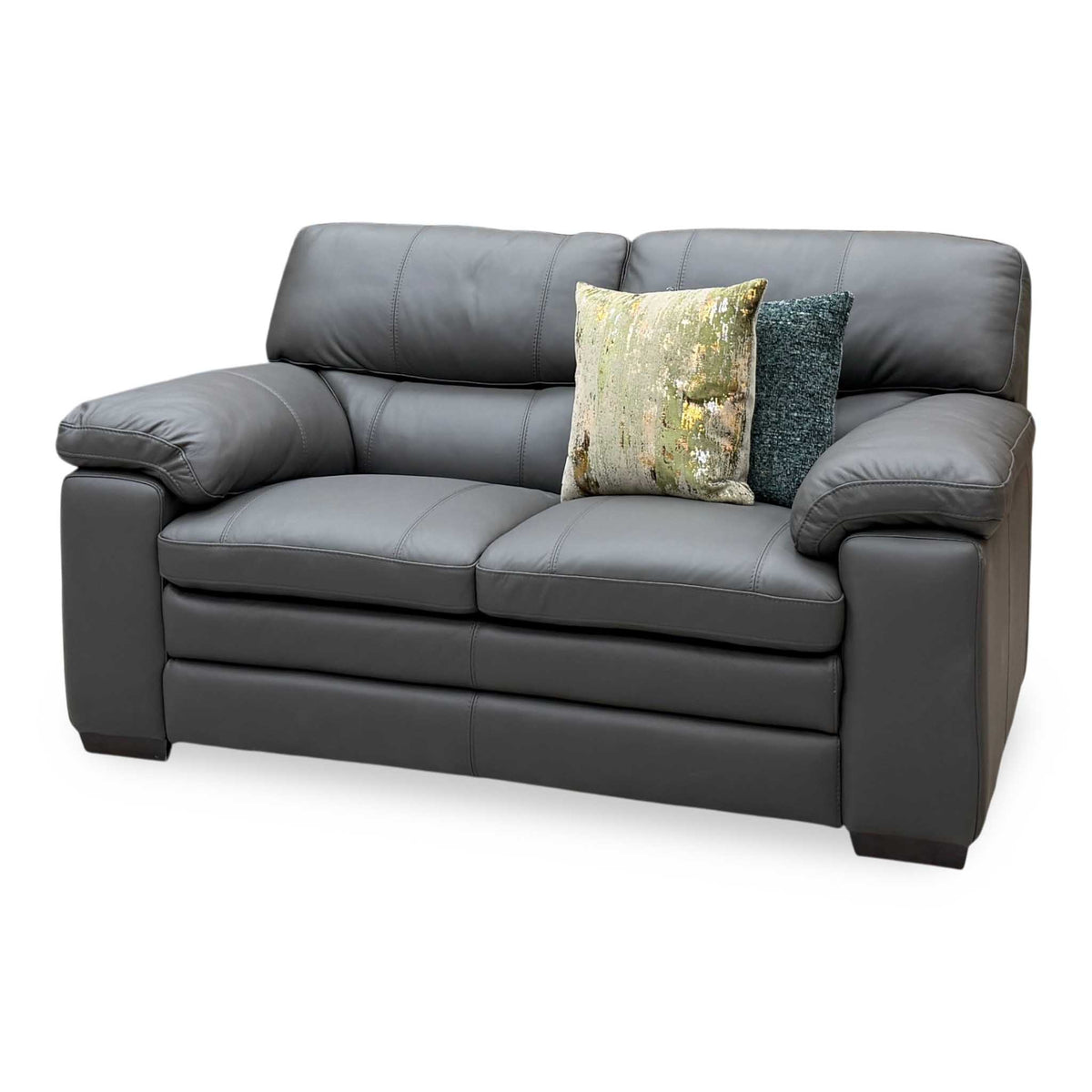 World of Leather ‘Cozee’ Nw-517e Shale Grey Pure Premium Leather 2 Seater Sofa – view 3