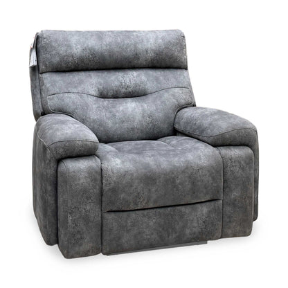 ‘Cinemax’ Marque Seal Grey Mq-0106 Velvet Fabric Media Arm Power Recliner Chair with Power Headrest – view 5