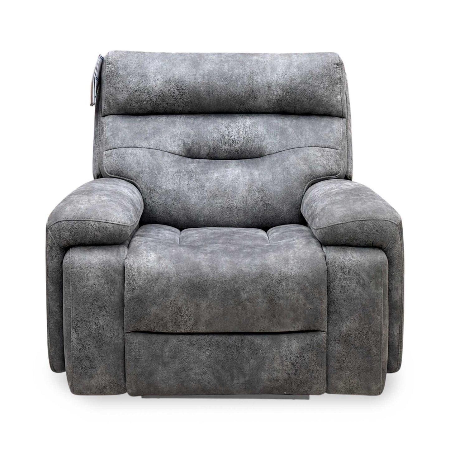 ‘Cinemax’ Marque Seal Grey Mq-0106 Velvet Fabric Media Arm Power Recliner Chair with Power Headrest – view 6