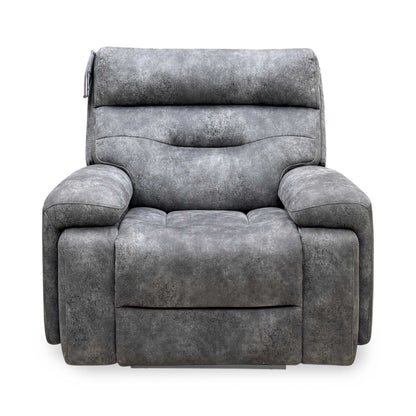 ‘Cinemax’ Marque Seal Grey Mq-0106 Velvet Fabric Media Arm Power Recliner Chair with Power Headrest – view 6