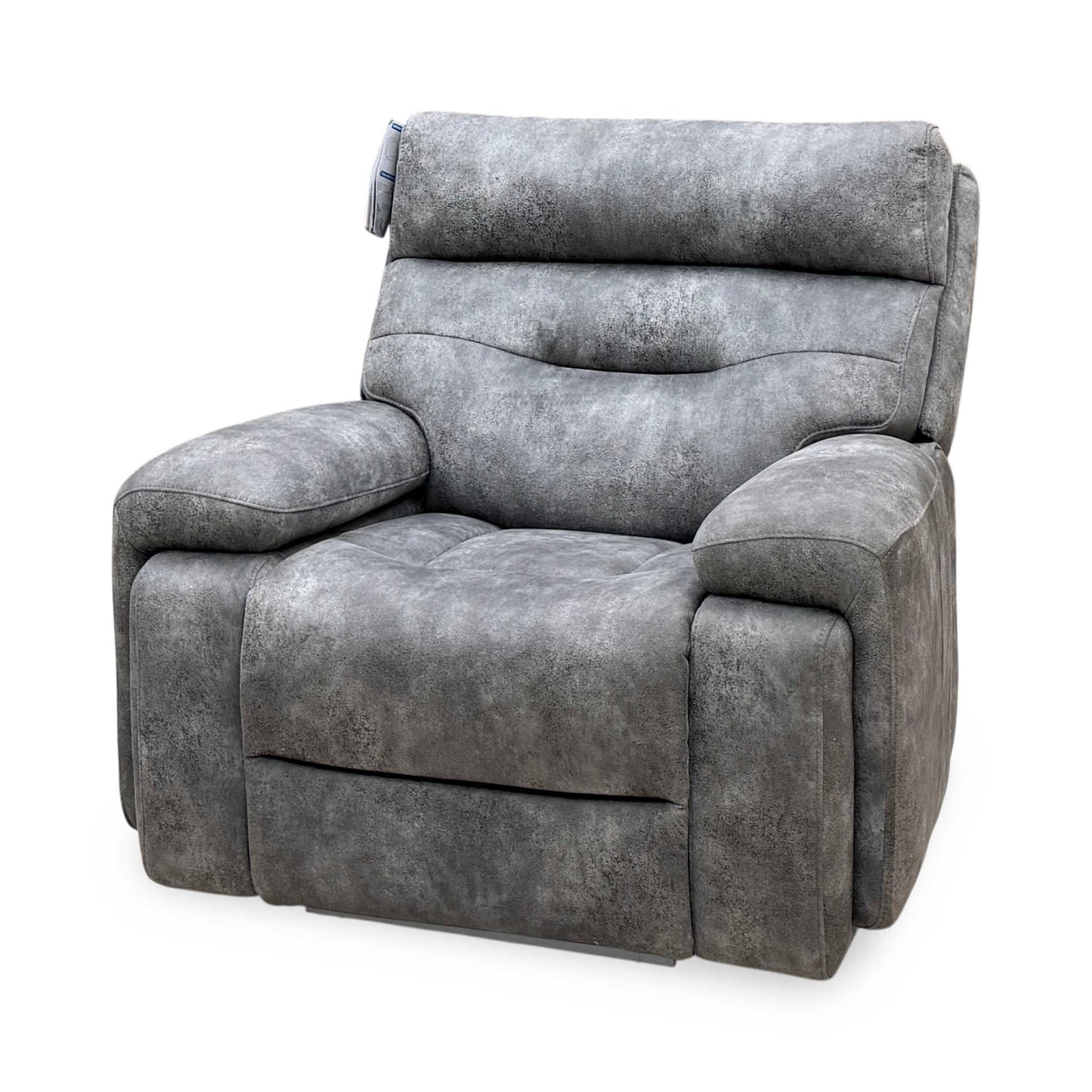 ‘Cinemax’ Marque Seal Grey Mq-0106 Velvet Fabric Media Arm Power Recliner Chair with Power Headrest – view 7