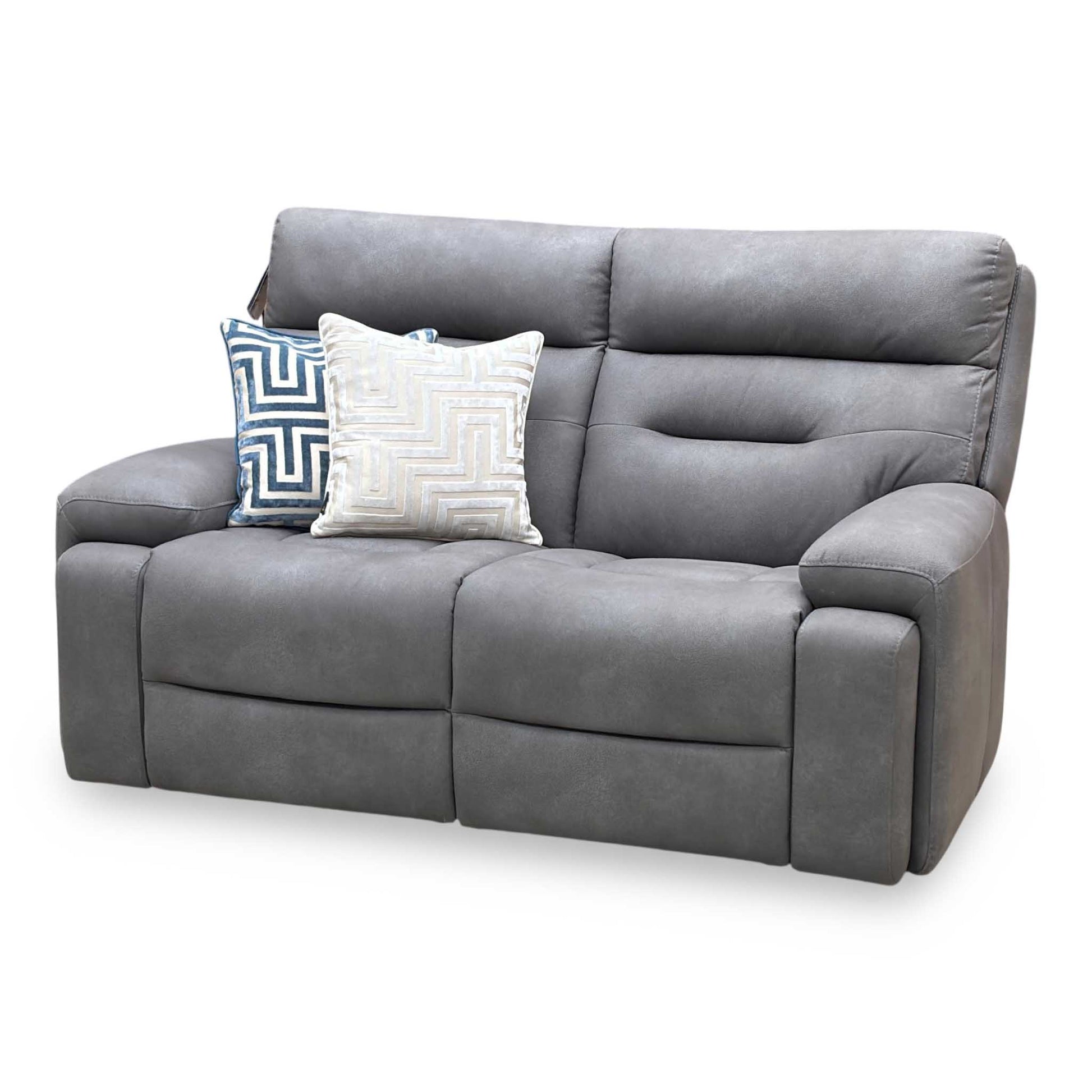 ‘Cinemax' Nappa Grey Velvet Fabric 2 Seater Sofa – view 5