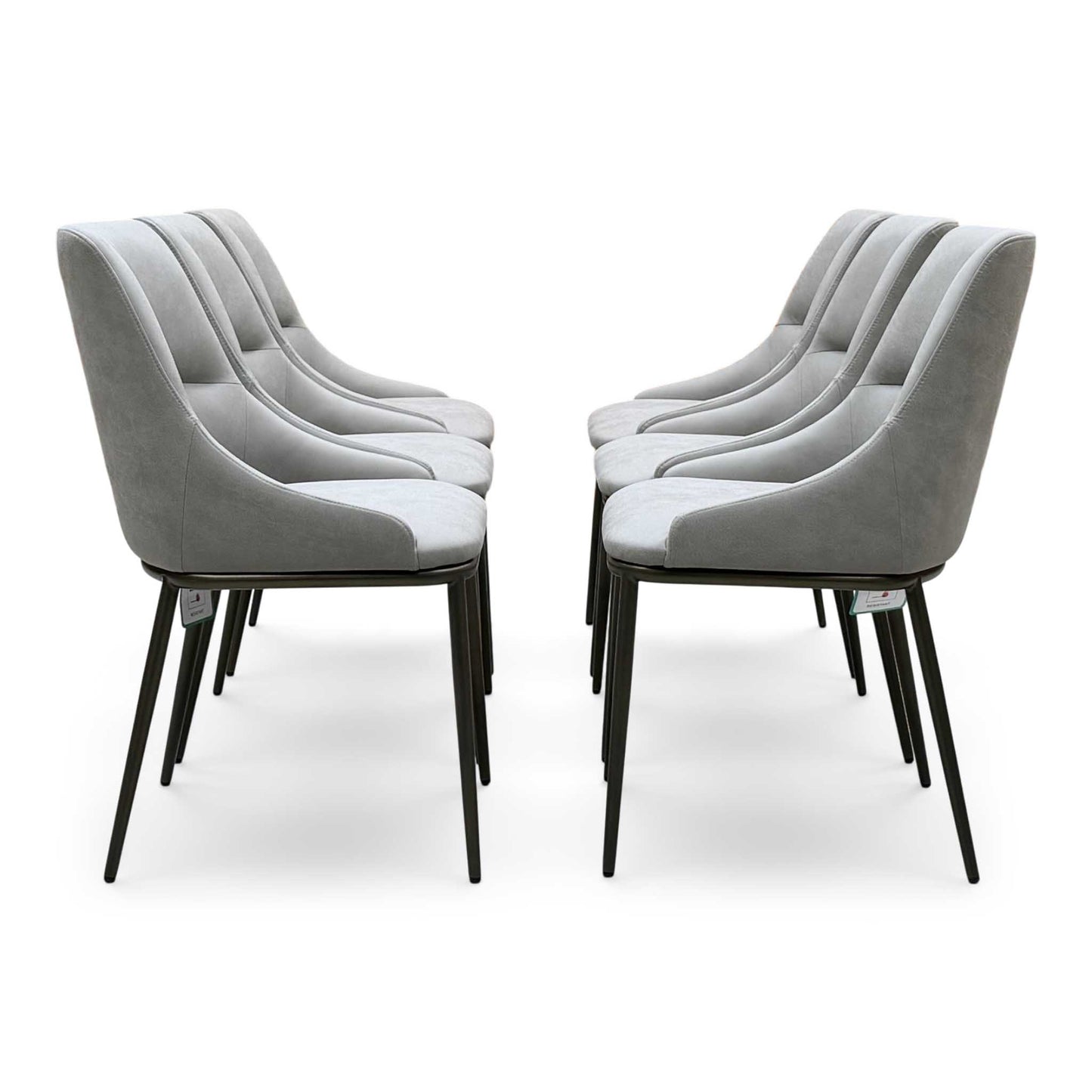‘Camino’ Taupe Faux Leather Set of 6 Dining Chairs