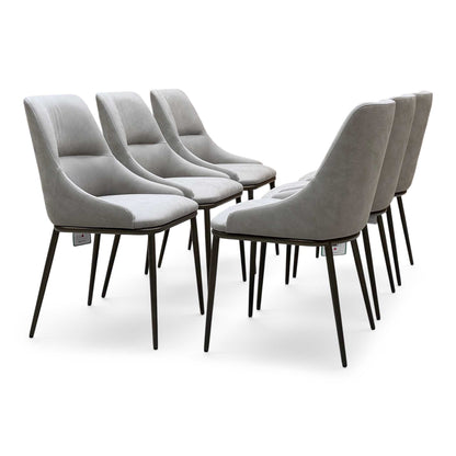 ‘Camino’ Taupe Faux Leather Set of 6 Dining Chairs