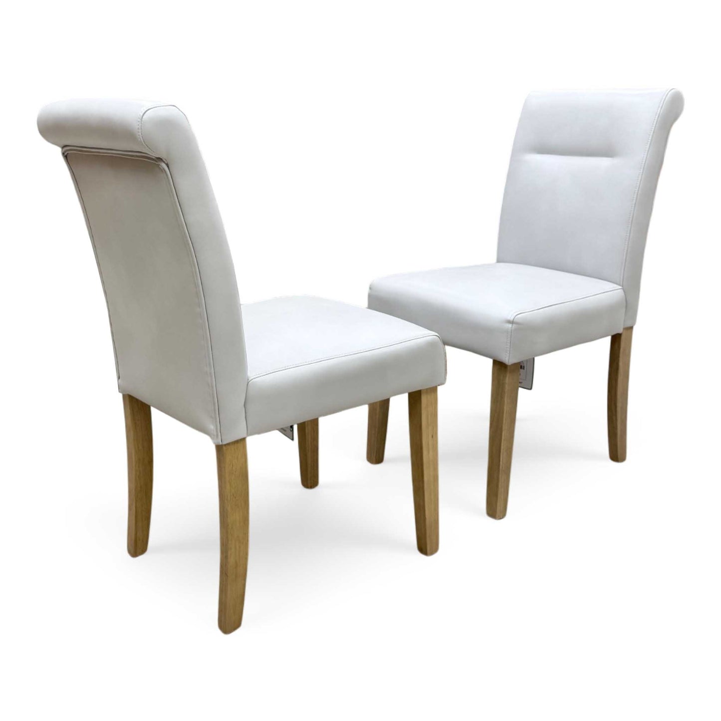 ‘Lewis’ Light Grey Set of 2 Roll Back Faux Leather Dining Chairs