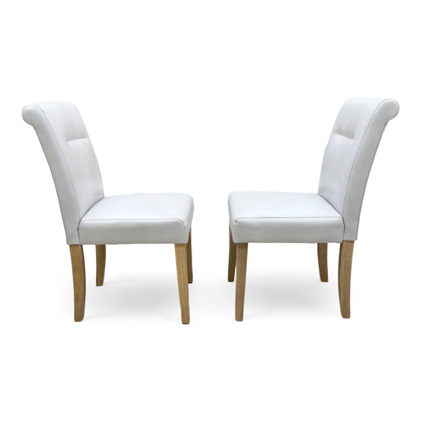 ‘Lewis’ Light Grey Set of 2 Roll Back Faux Leather Dining Chairs