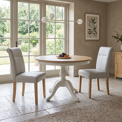 ‘Lewis’ Light Grey Set of 2 Roll Back Faux Leather Dining Chairs