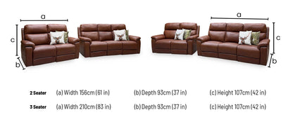 ‘Raven’ Montana Butterscotch Cat-60_07 Brown Leather 3 + 2 Seater Power Recliner Sofa Set