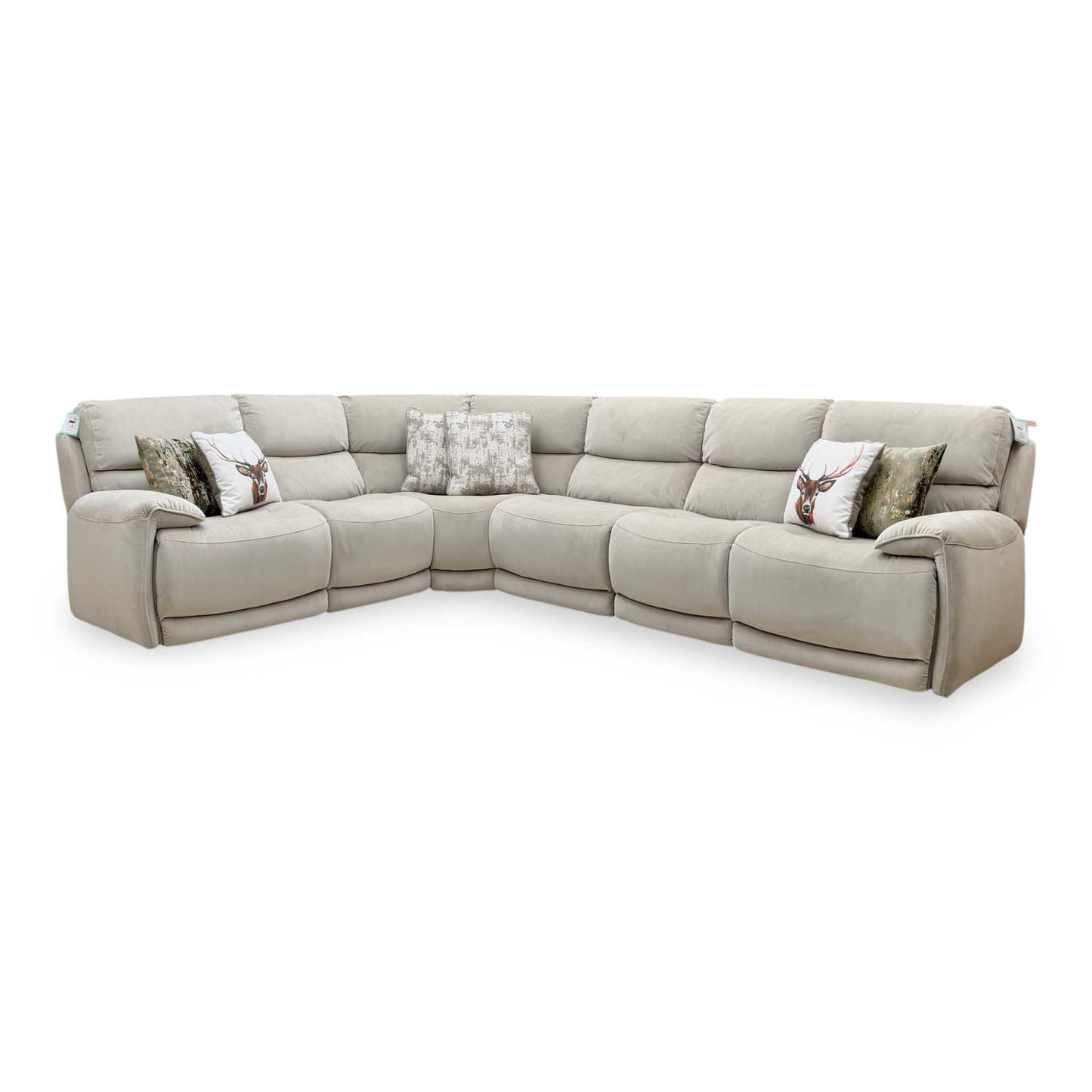‘Link’ Taupe Velvet Fabric Large Corner Sofa + Armless Unit
