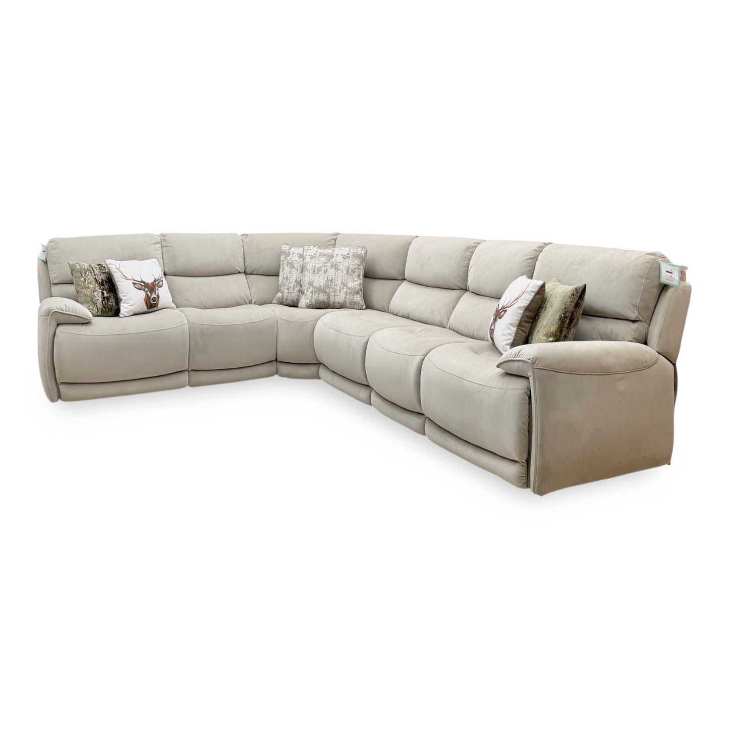 ‘Link’ Taupe Velvet Fabric Large Corner Sofa + Armless Unit