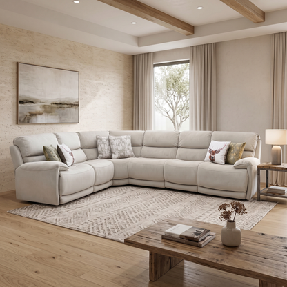 ‘Link’ Taupe Velvet Fabric Large Corner Sofa + Armless Unit