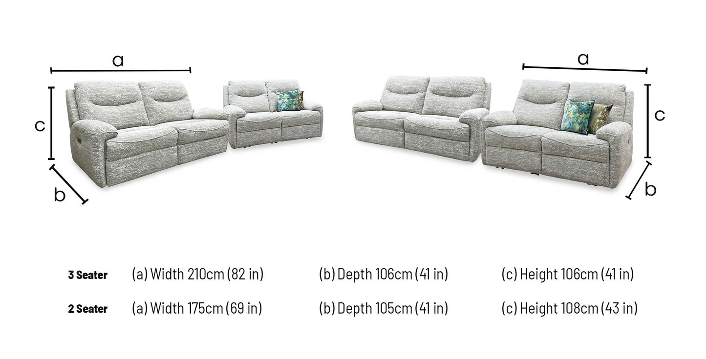 G Plan ‘Amesbury’ A049 Maddox Olive Fabric Set: 3 Seater Power Recliner with Power Headrests and Power Lumbar + 2 Seater Power Recliner Sofa Set