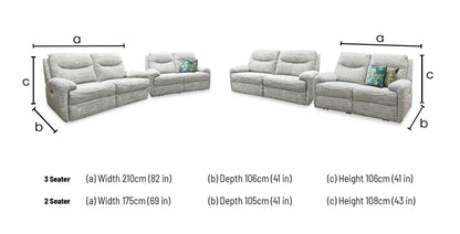 G Plan ‘Amesbury’ A049 Maddox Olive Fabric Set: 3 Seater Power Recliner with Power Headrests and Power Lumbar + 2 Seater Power Recliner Sofa Set