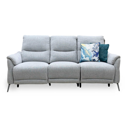 ‘Daytona’ 11445 Anivia Light Grey Fabric 3 Seater Power Recliner Sofa with Drop Down Drinks Holder – view 6