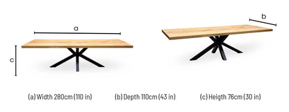 Bodahl Terra 1 Oiled Solid Oak Straight Top 280cm Dining Table with Metal Star Base – view 9