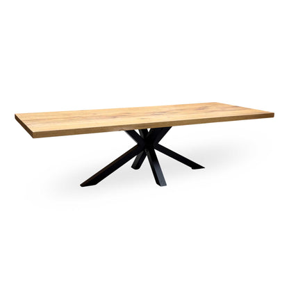 Bodahl Terra 1 Oiled Solid Oak Straight Top 280cm Dining Table with Metal Star Base