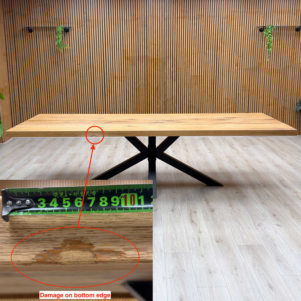 Bodahl Terra 1 Oiled Solid Oak Straight Top 280cm Dining Table with Metal Star Base – view 7