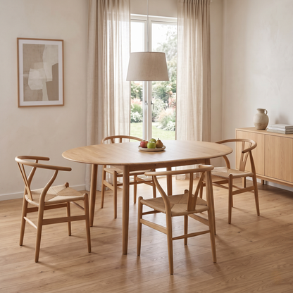 ‘Stockholm’ Light Oak Solid Oak Round Extending Dining Table