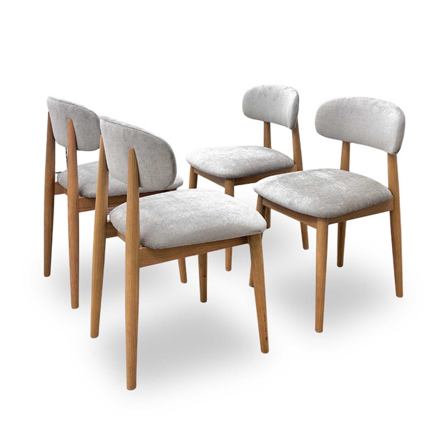 ‘Stockholm’ Light Oak Solid Oak Round Extending Dining Table with Light Oak Set of 4 Wooden Dining Chairs