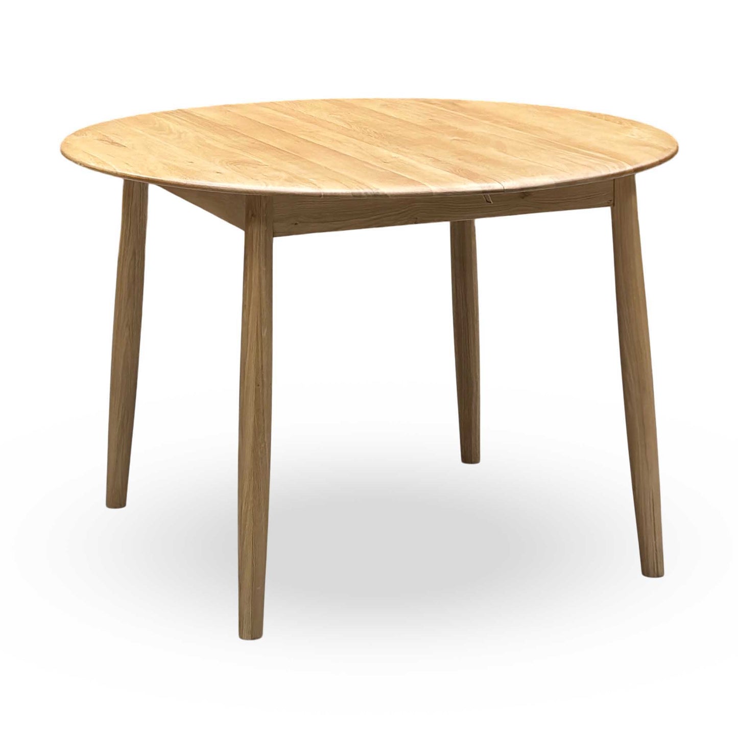 ‘Stockholm’ Light Oak Solid Oak Round Extending Dining Table with Light Oak Set of 4 Wooden Dining Chairs