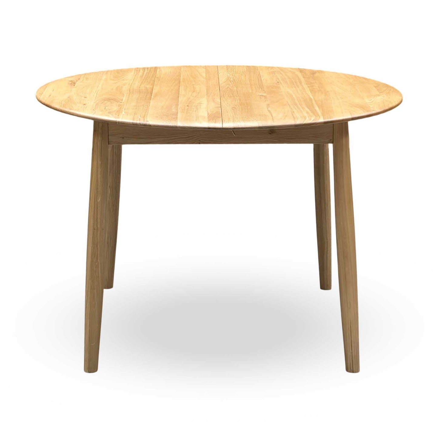 ‘Stockholm’ Light Oak Solid Oak Round Extending Dining Table with Light Oak Set of 4 Wooden Dining Chairs