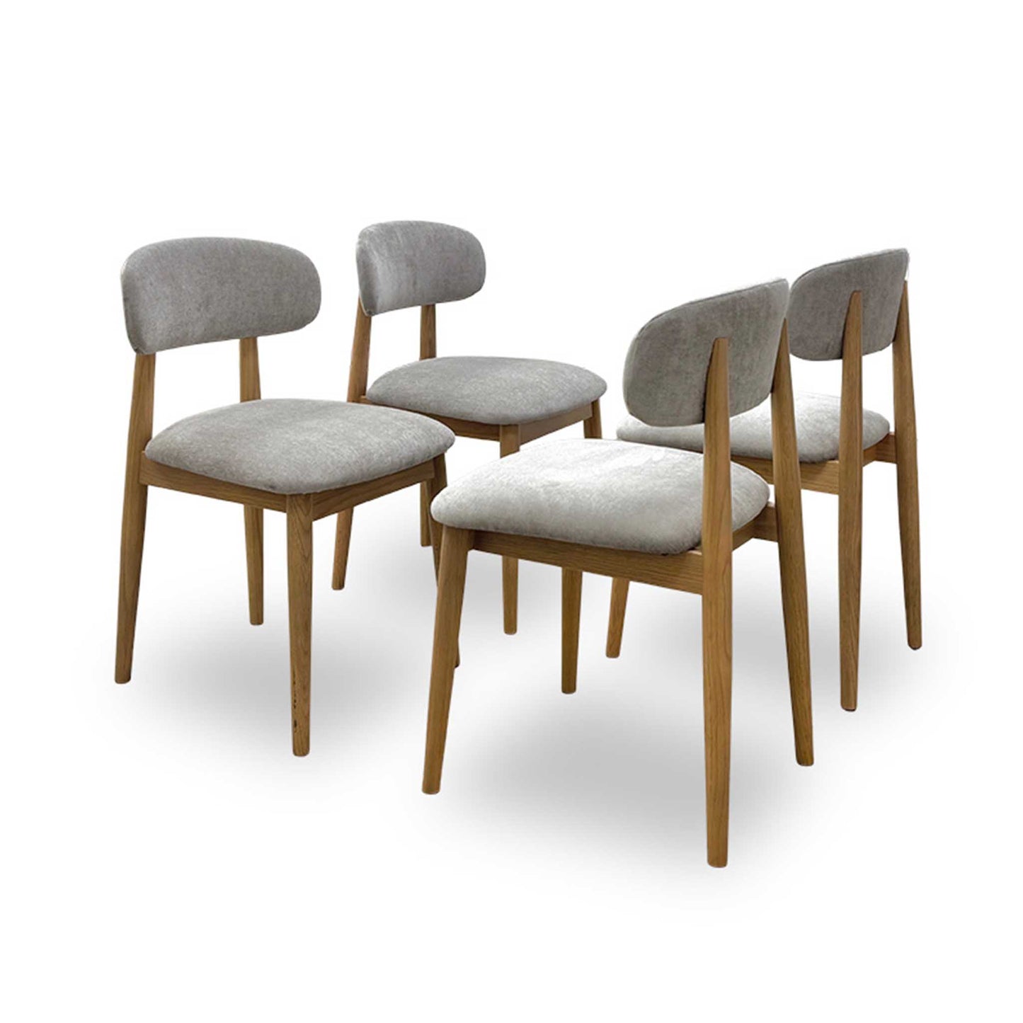 ‘Stockholm’ Light Oak Solid Oak Round Extending Dining Table with Light Oak Set of 4 Wooden Dining Chairs