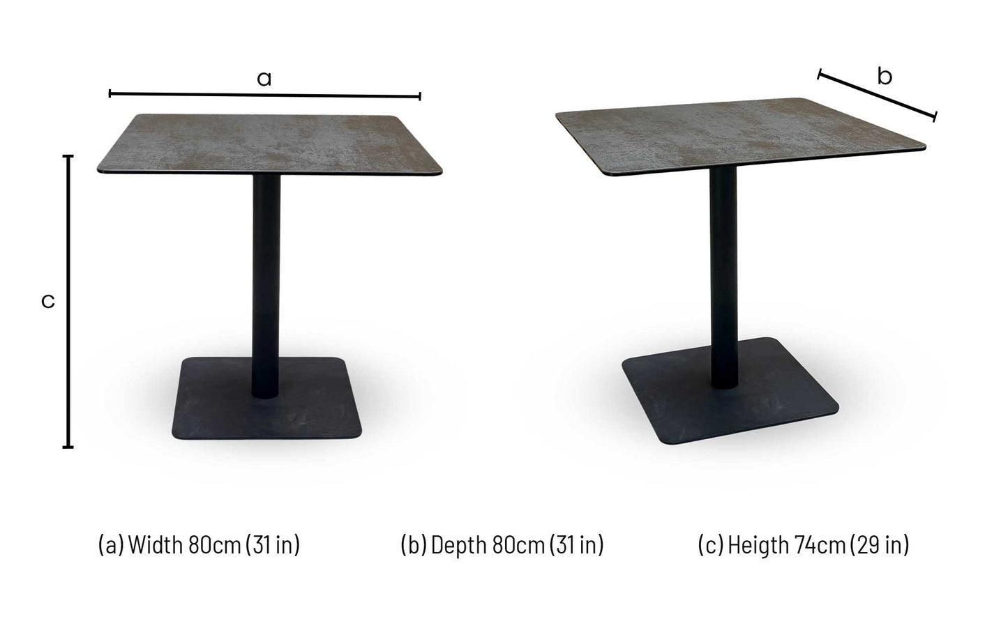 ‘Pique’ Titanium Black Ceramic Top Square Dining Table