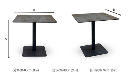 ‘Pique’ Titanium Black Ceramic Top Square Dining Table