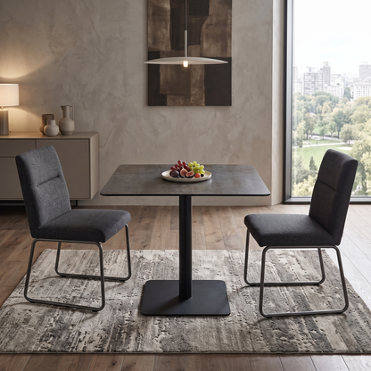 ‘Pique’ Titanium Black Ceramic Top Square Dining Table
