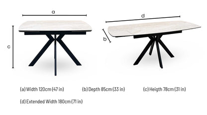 ‘Quattro’ Mocha Ceramic Top Extending Draw Leaf Table