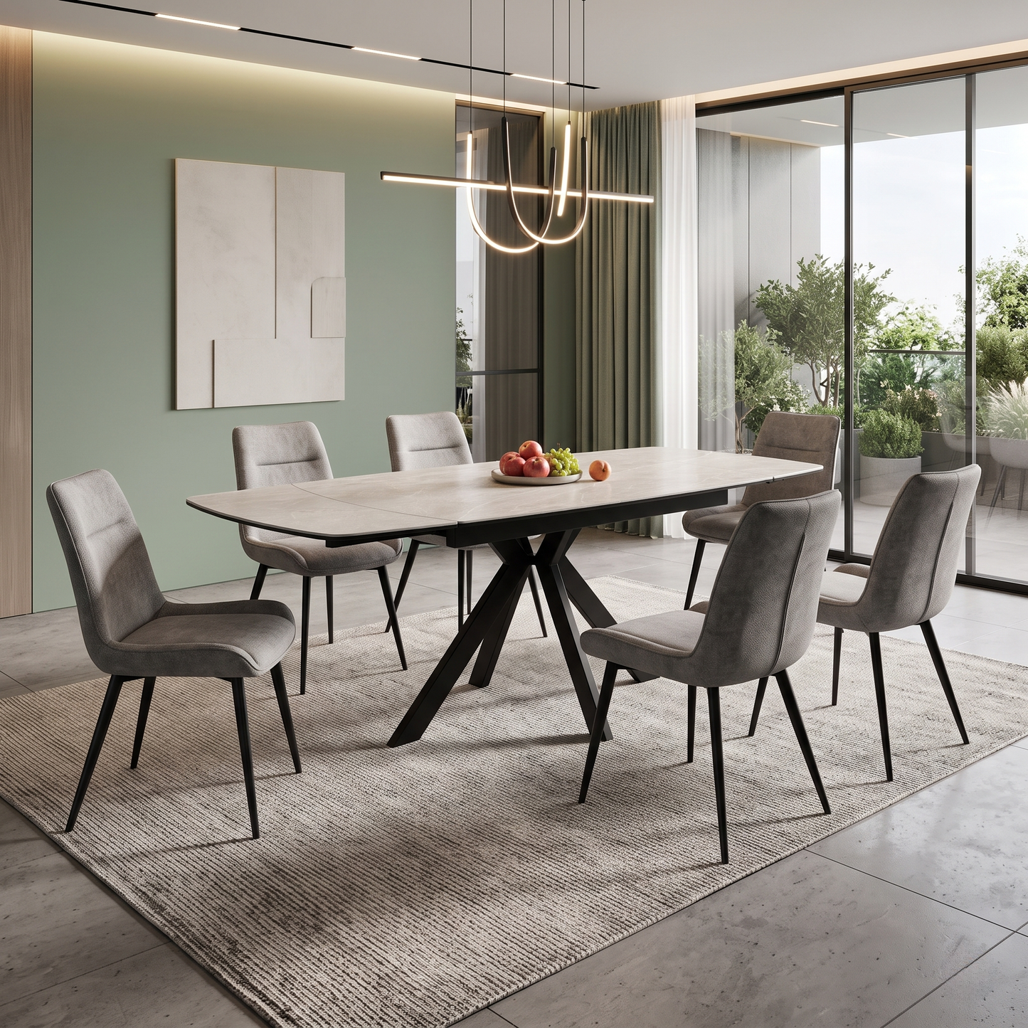 ‘Quattro’ Mocha Ceramic Top Extending Draw Leaf Table