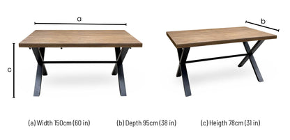 'Jupiter’ Dark Oak Solid Oak Dining Table with X Shaped Legs