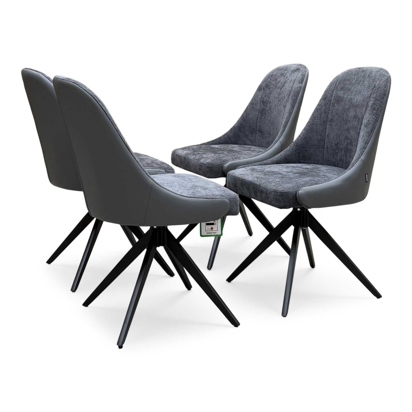 ‘Jose’ Anthracite Grey Fabric Set of 4 Swivel Chairs