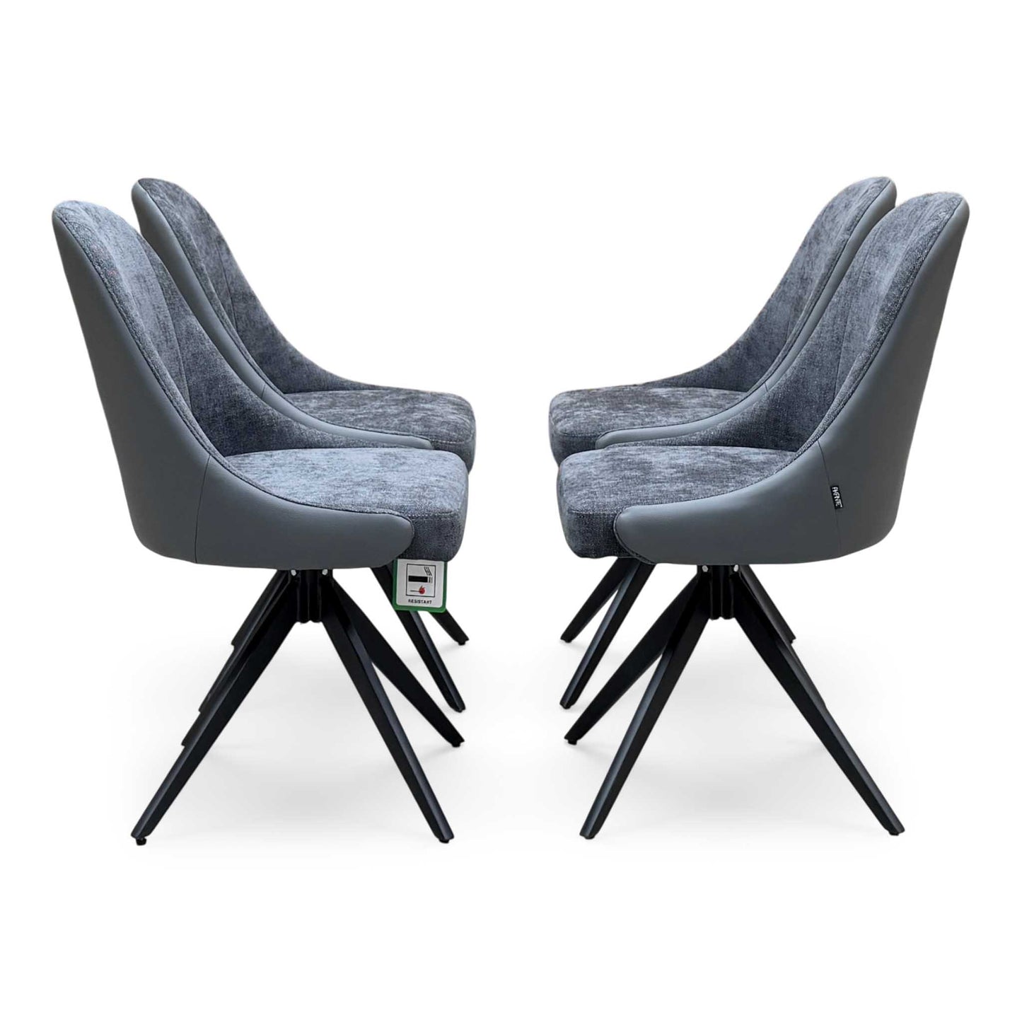 ‘Jose’ Anthracite Grey Fabric Set of 4 Swivel Chairs