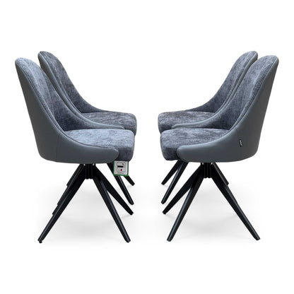 ‘Jose’ Anthracite Grey Fabric Set of 4 Swivel Chairs