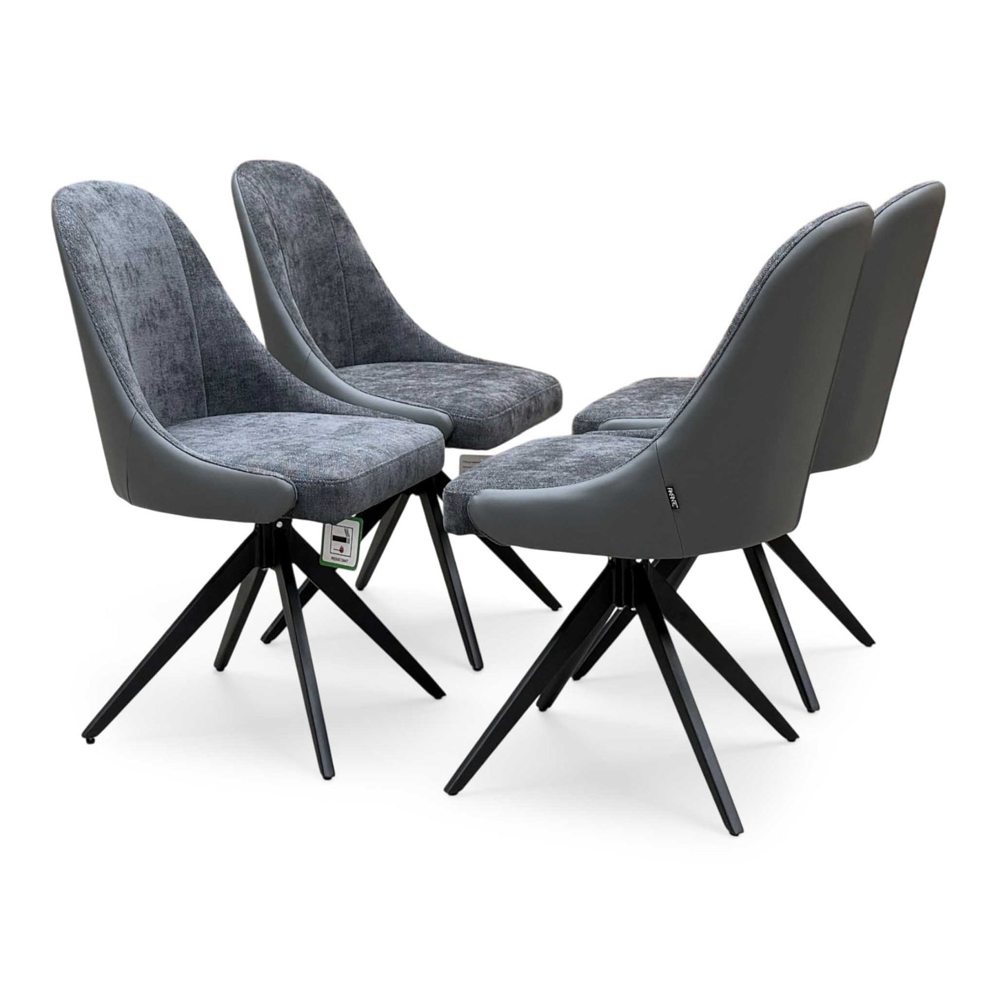 ‘Jose’ Anthracite Grey Fabric Set of 4 Swivel Chairs