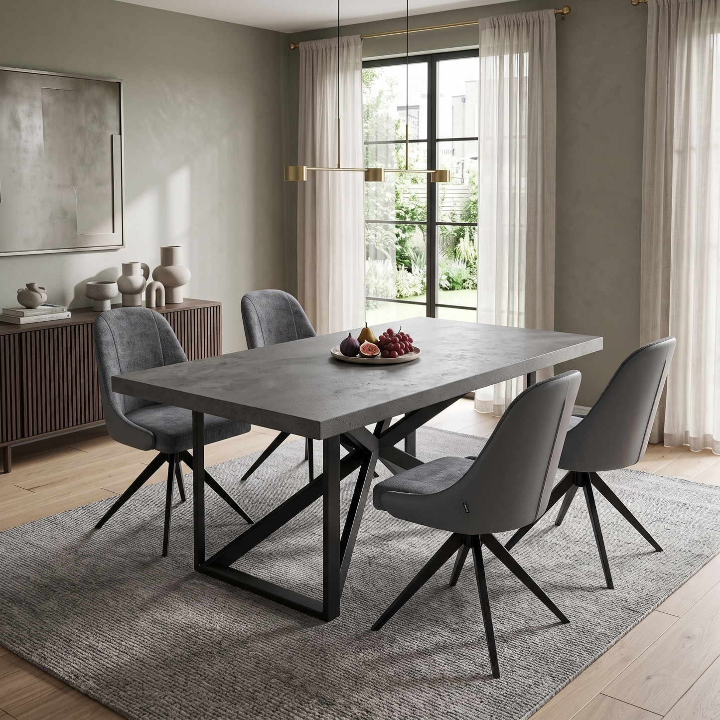 ‘Jose’ Anthracite Grey Fabric Set of 4 Swivel Chairs