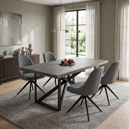 ‘Jose’ Anthracite Grey Fabric Set of 4 Swivel Chairs