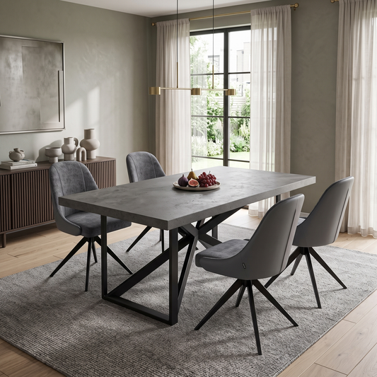 ‘Jose’ Anthracite Grey Fabric Set of 4 Swivel Chairs – view 2