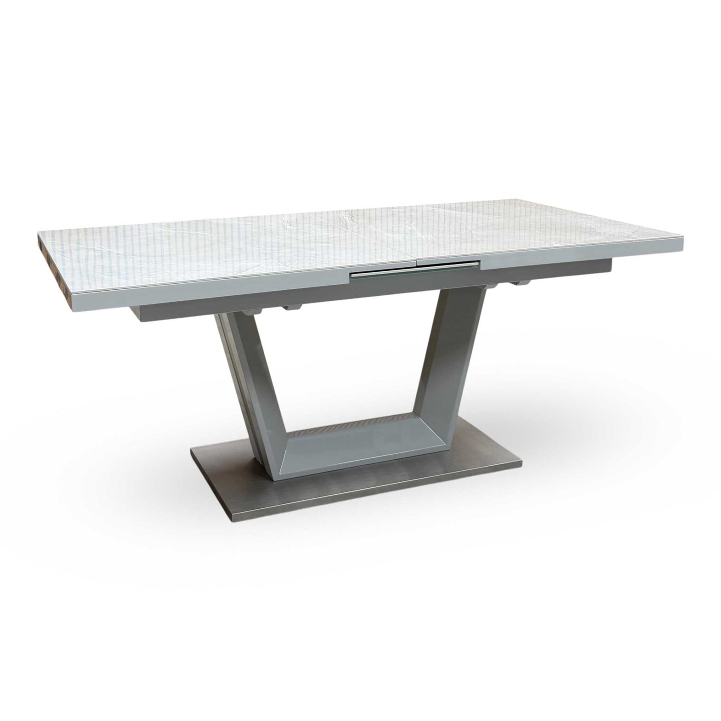 ‘Grigio’ High Gloss Ceramic Top Large Pop-Up Extending Dining Table