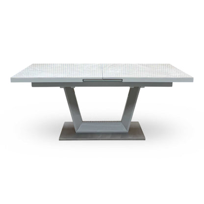 ‘Grigio’ High Gloss Ceramic Top Large Pop-Up Extending Dining Table