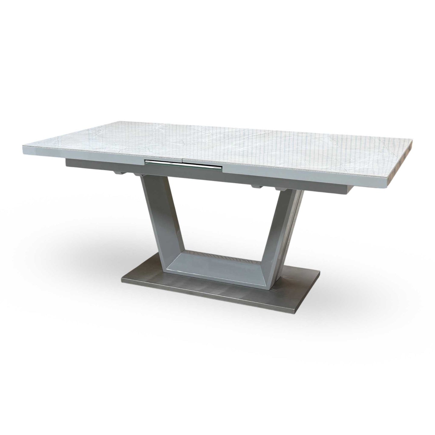 ‘Grigio’ High Gloss Ceramic Top Large Pop-Up Extending Dining Table