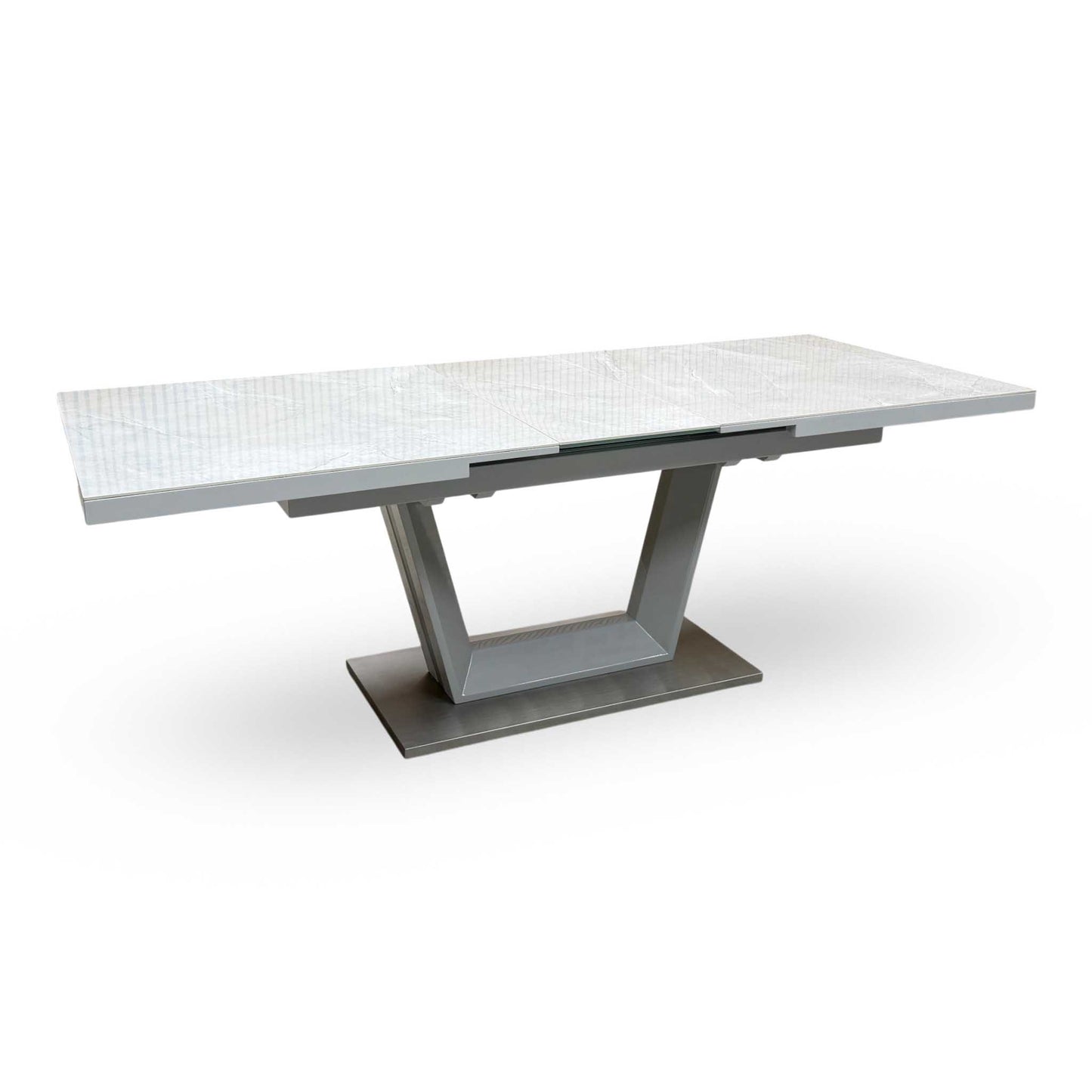 ‘Grigio’ High Gloss Ceramic Top Large Pop-Up Extending Dining Table