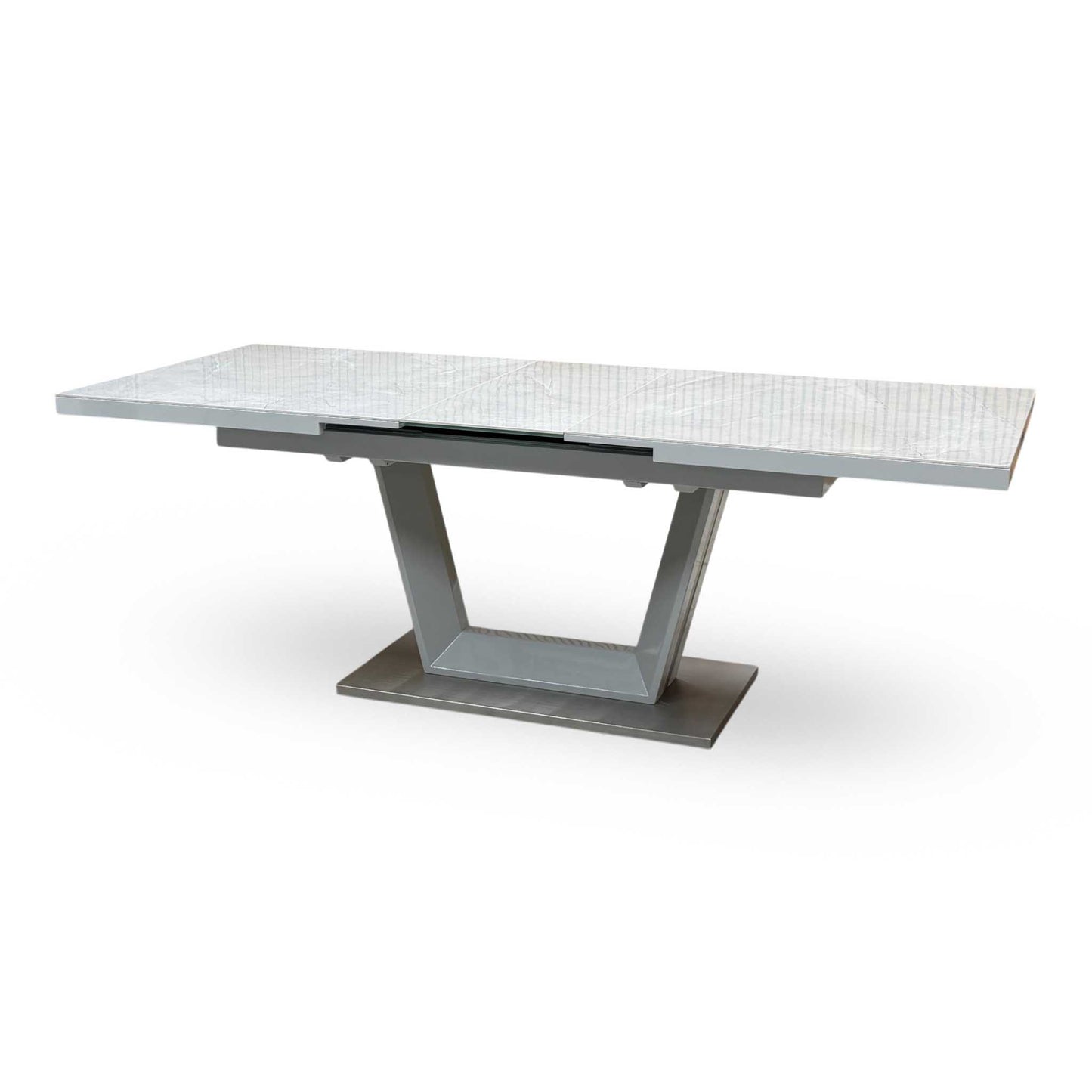 ‘Grigio’ High Gloss Ceramic Top Large Pop-Up Extending Dining Table