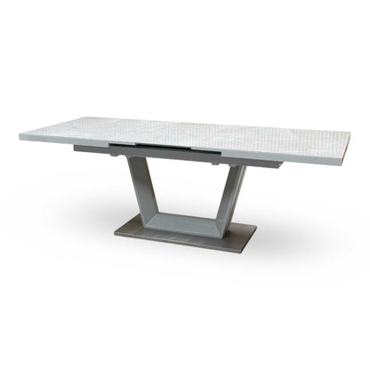 ‘Grigio’ High Gloss Ceramic Top Large Pop-Up Extending Dining Table