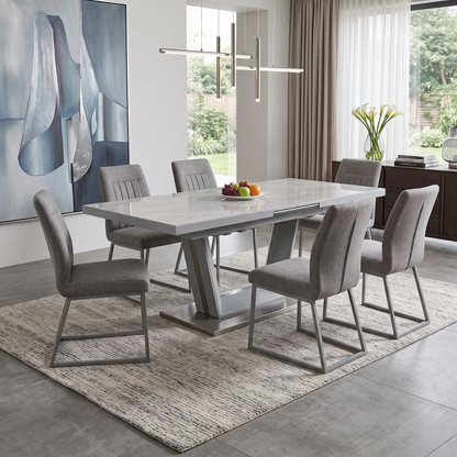 ‘Grigio’ High Gloss Ceramic Top Large Pop-Up Extending Dining Table